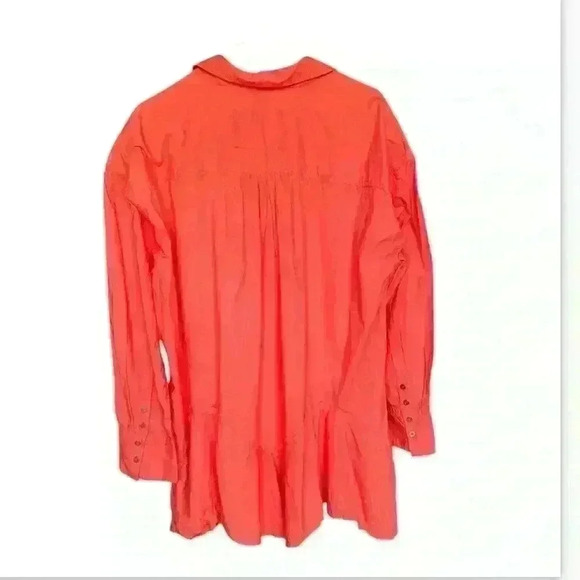 Free People We The Free Freya poplin tunic size L in coral bright relaxed fit . - Picture 6 of 11